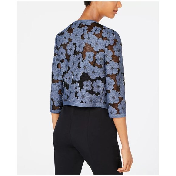 ANNE KLEIN Floral Mesh Open-Front Cardigan Jacket sz 14 Women's Plus - Picture 7 of 8